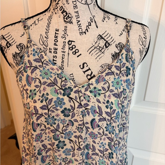 Spell Floral Midi Dress in Cream, Blue, Teal and Purple Small EC - Picture 3 of 10